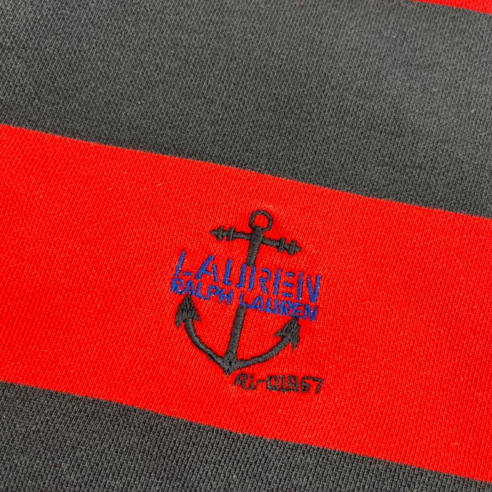 Lauren Ralph Lauren‎ Striped 1/4 Zip Pullover Sweatshirt Red Navy Anchor Size L - Picture 5 of 9